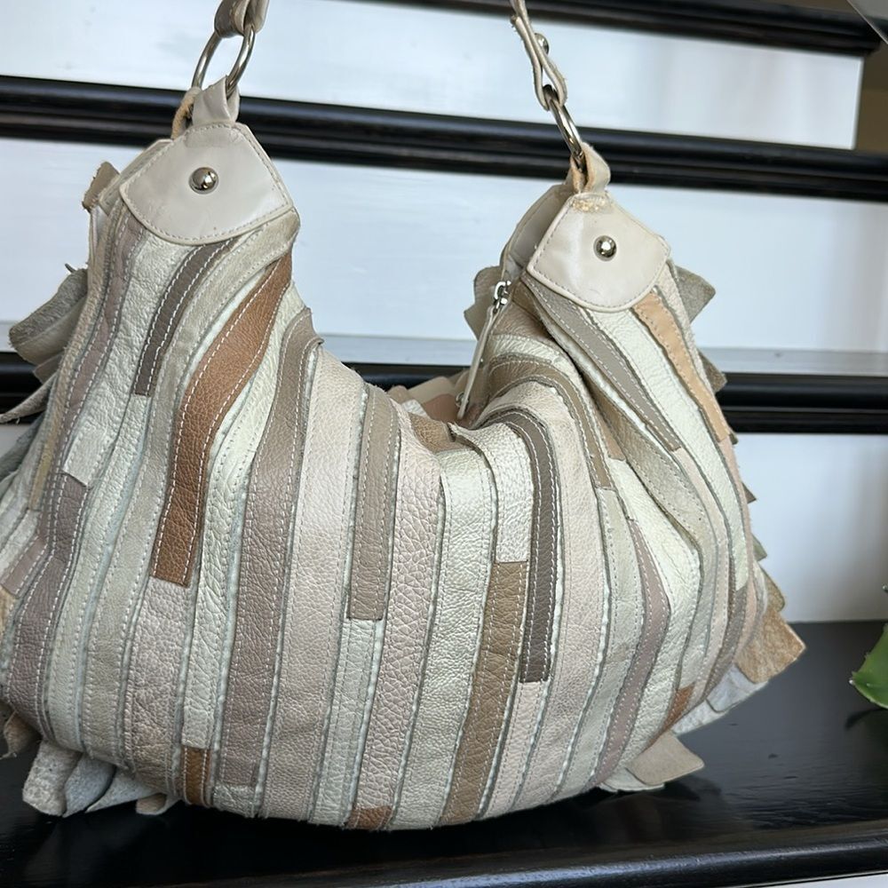 patchwork Multi-Tone Leather Patchwork Hobo Bag - Picture 4 of 14